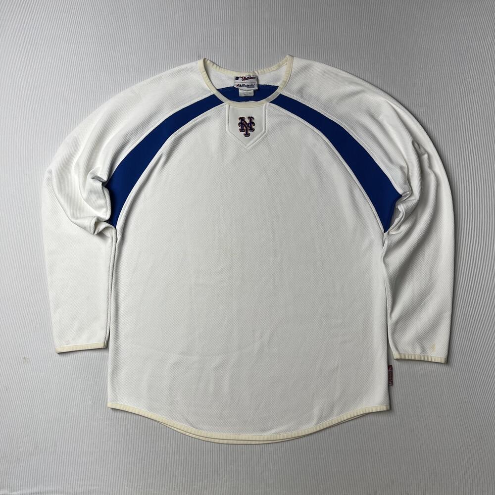New York Mets Shirt Mens Medium White MLB Baseball Pullover Majestic Athletic